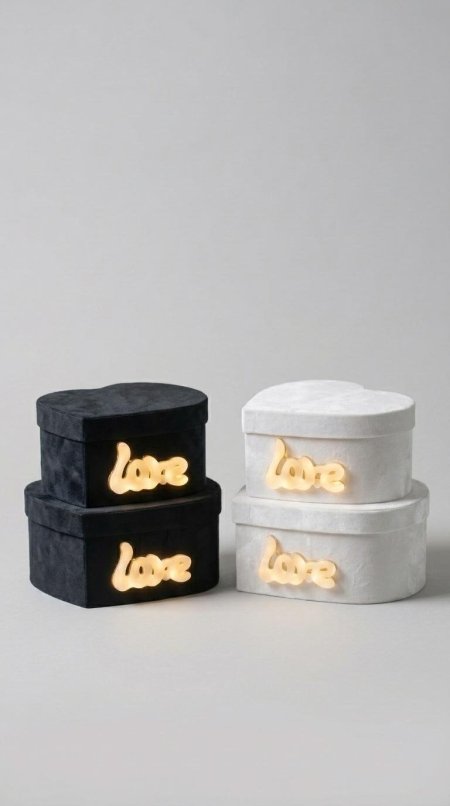 صندوق قلب مخمل LOVE مضيئ